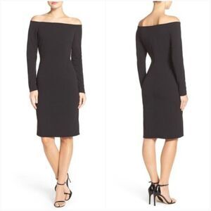 Eliza J. Black Scuba off Shoulder Sheath Dress Sz4